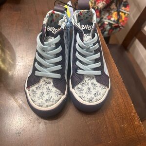 Children's Navy & Light Blue High-Top Sneakers with Playful Print